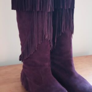Sam Edelman Purple Fringe Suede Boots